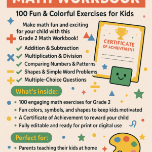 Grade 2 Math Workbook for Kids – 100 Fun Practice Exercises to Boost Skills