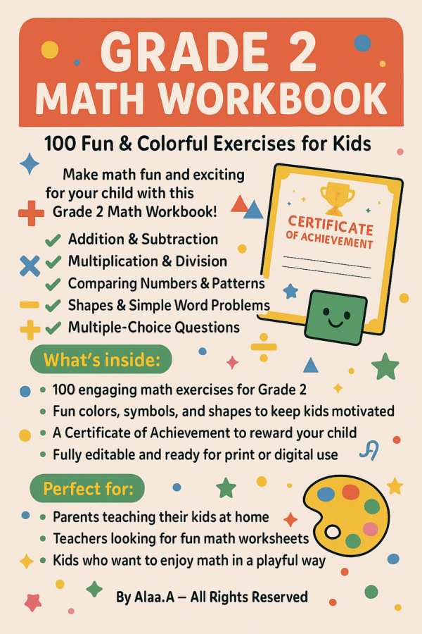 Grade 2 Math Workbook for Kids – 100 Fun Practice Exercises to Boost Skills
